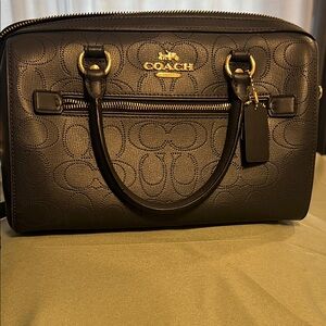 Vintage Coach Rowan Crossbody Satchel in Signature Leather, Navy Blue/ Midnight
